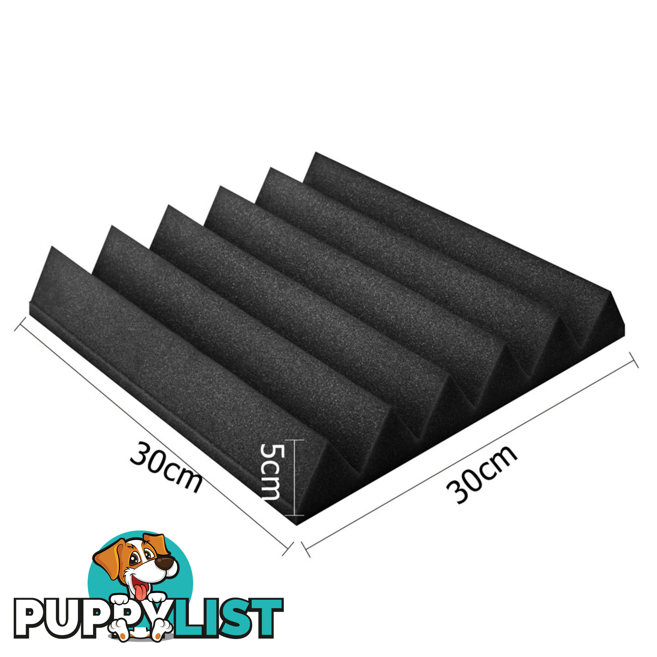 Set of 20 Studio Wedge Acoustic Foam Black 30 x 30cm