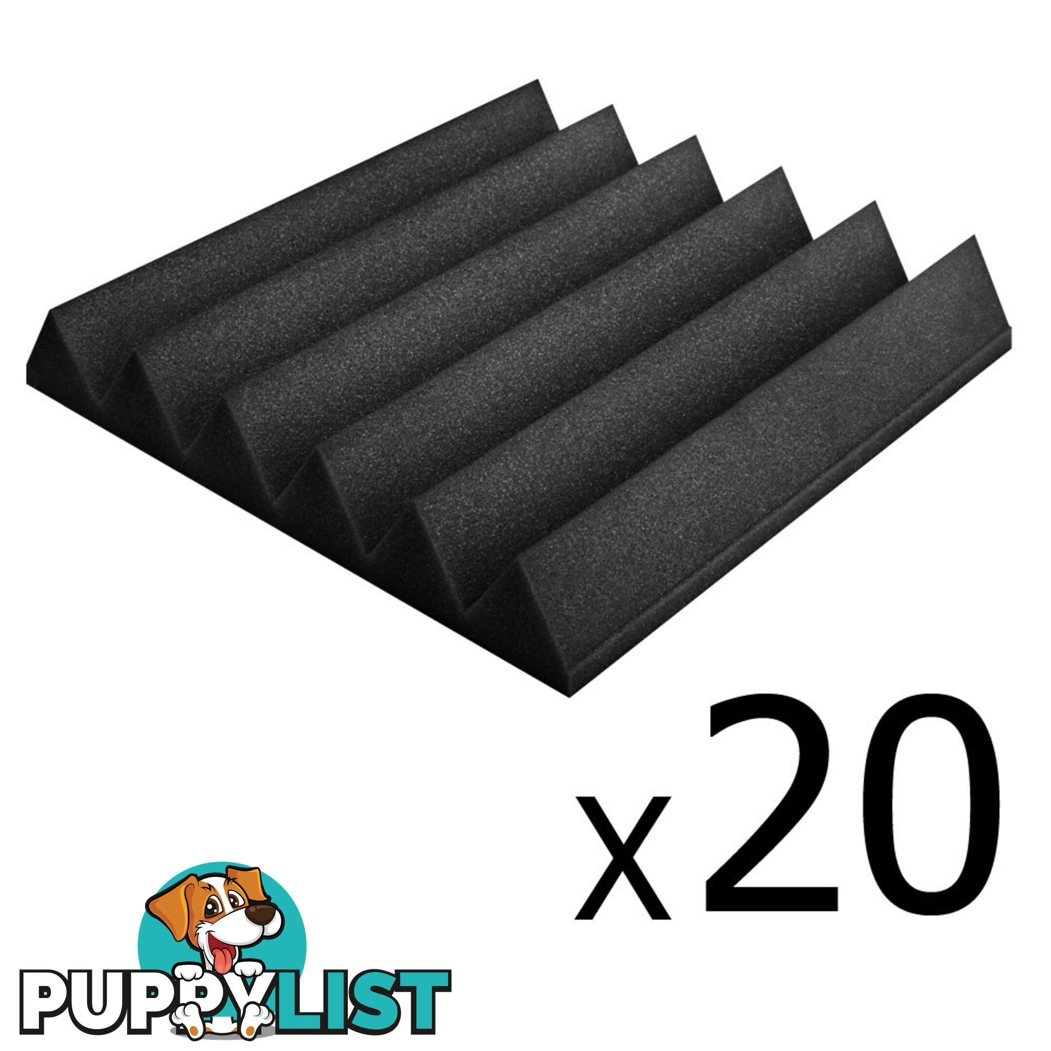 Set of 20 Studio Wedge Acoustic Foam Black 30 x 30cm