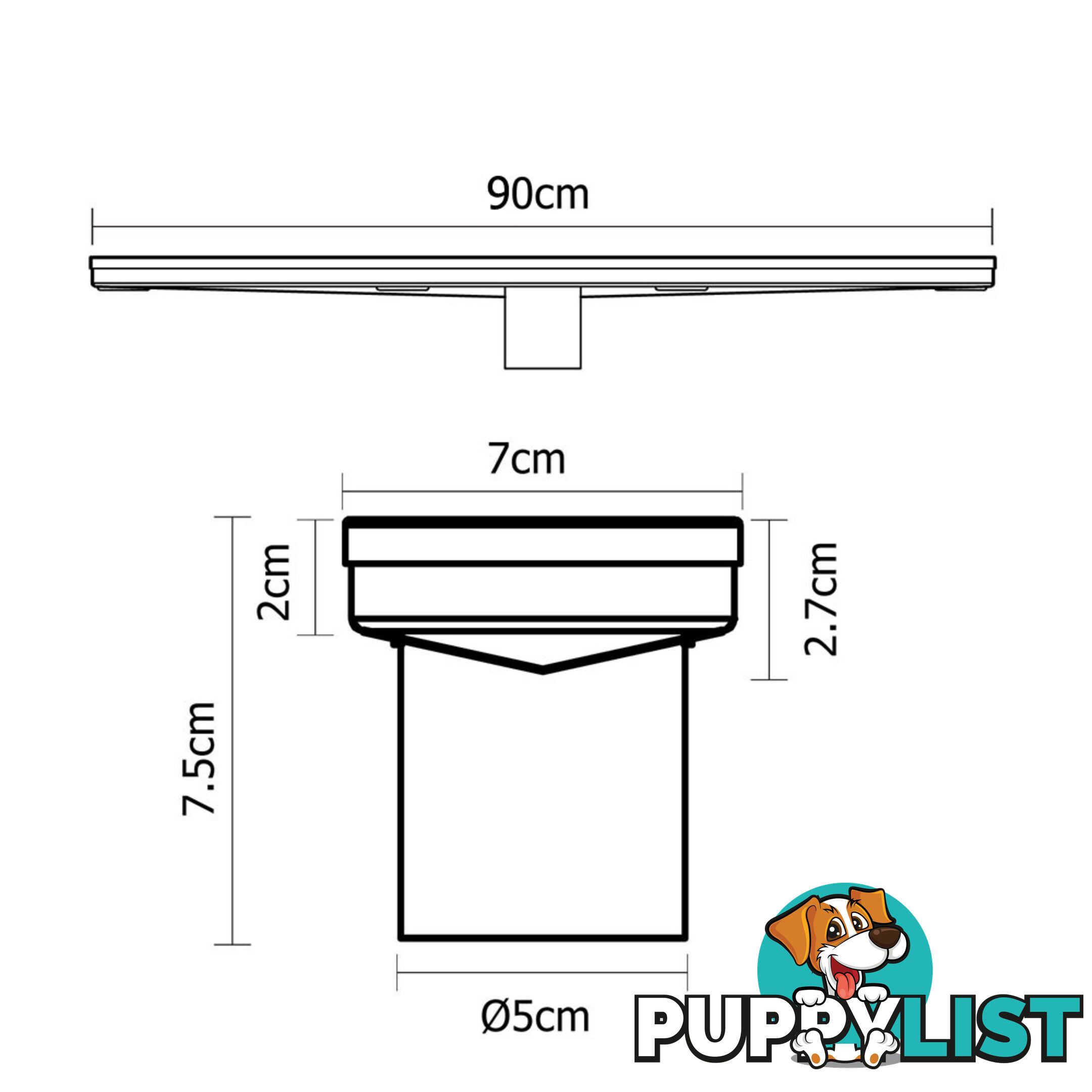 Wave Line Stainless Steel Shower Grate Drain Floor Bathroom 900mm