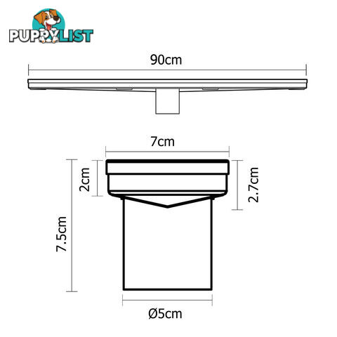 Wave Line Stainless Steel Shower Grate Drain Floor Bathroom 900mm