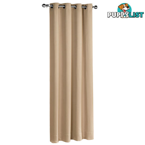 ArtQueen 3 Pass Eyelet Blockout Curtain Latte 180cm