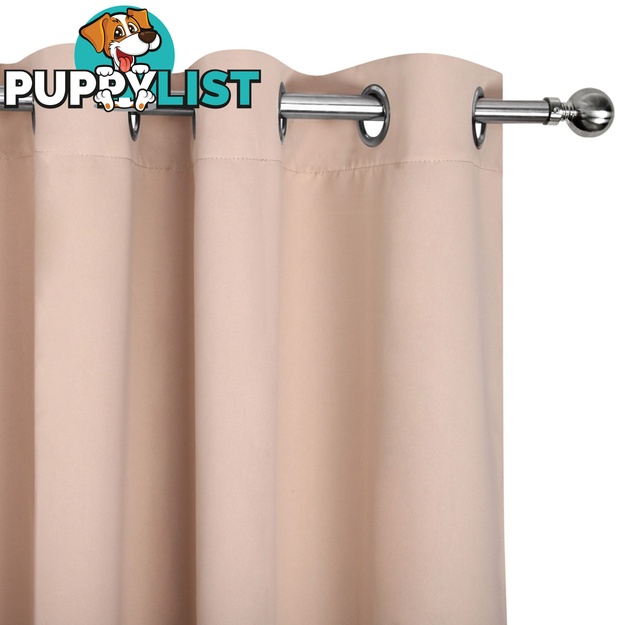 ArtQueen 3 Pass Eyelet Blockout Curtain Latte 180cm