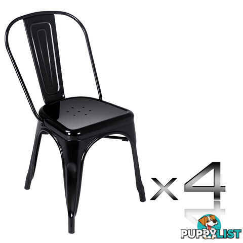 Set of 4 Replica Tolix Dining Metal Chair Gloss Black