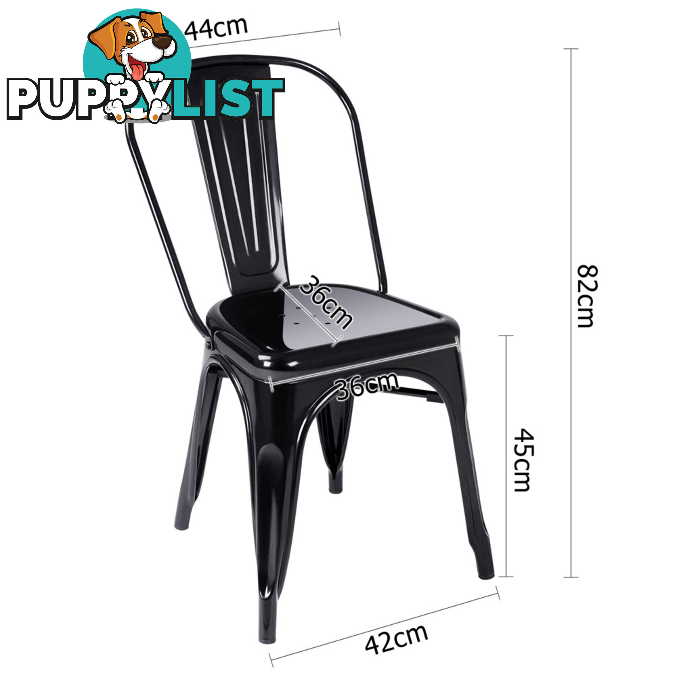 Set of 4 Replica Tolix Dining Metal Chair Gloss Black