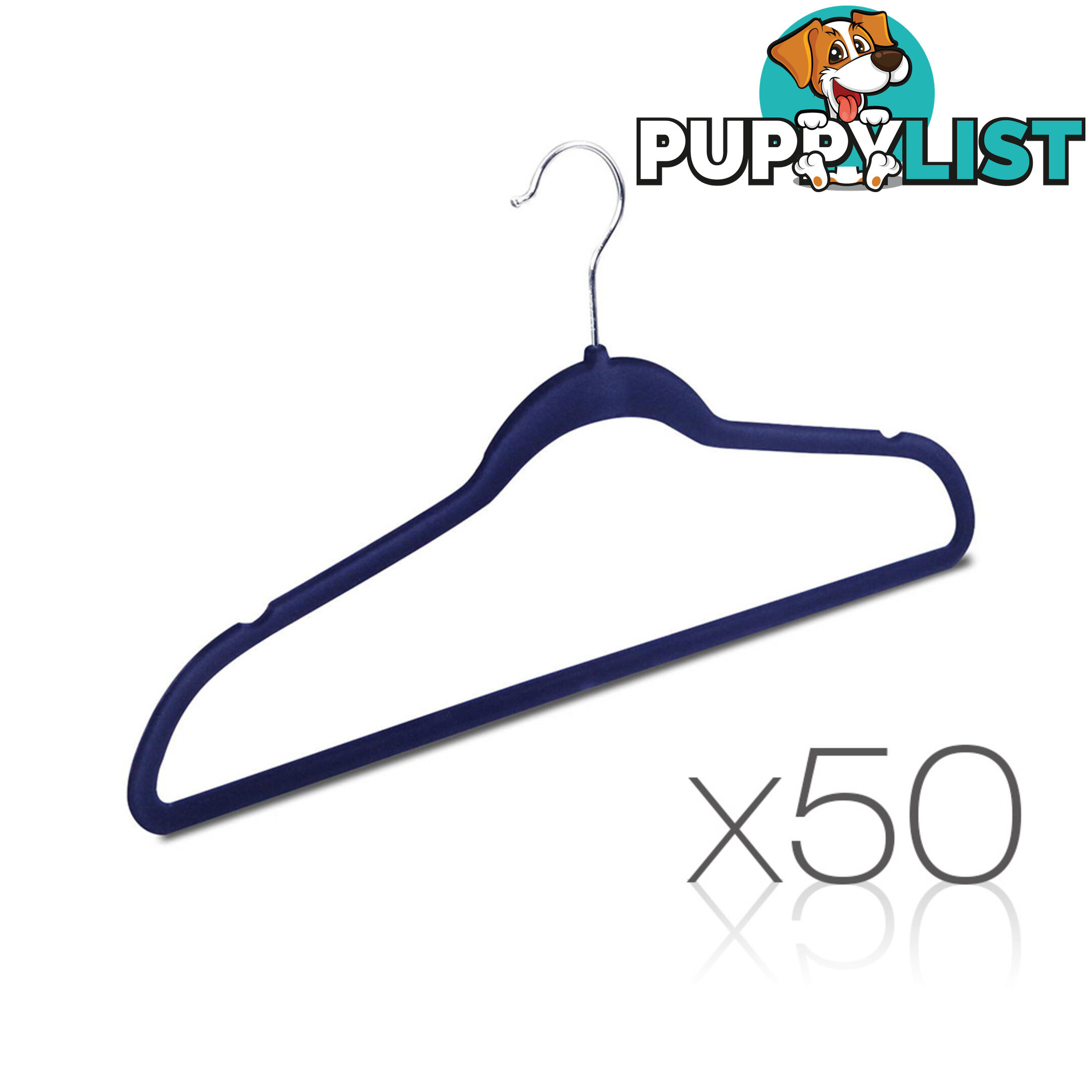 Set of 50 Slim Navy Velvet Hangers