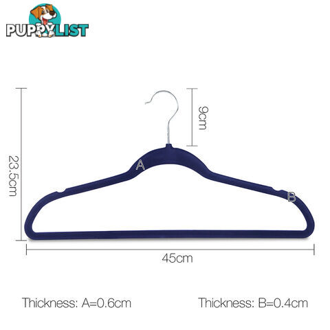 Set of 50 Slim Navy Velvet Hangers