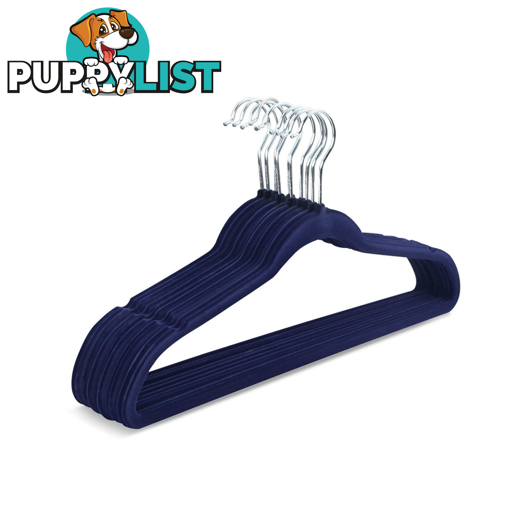 Set of 50 Slim Navy Velvet Hangers