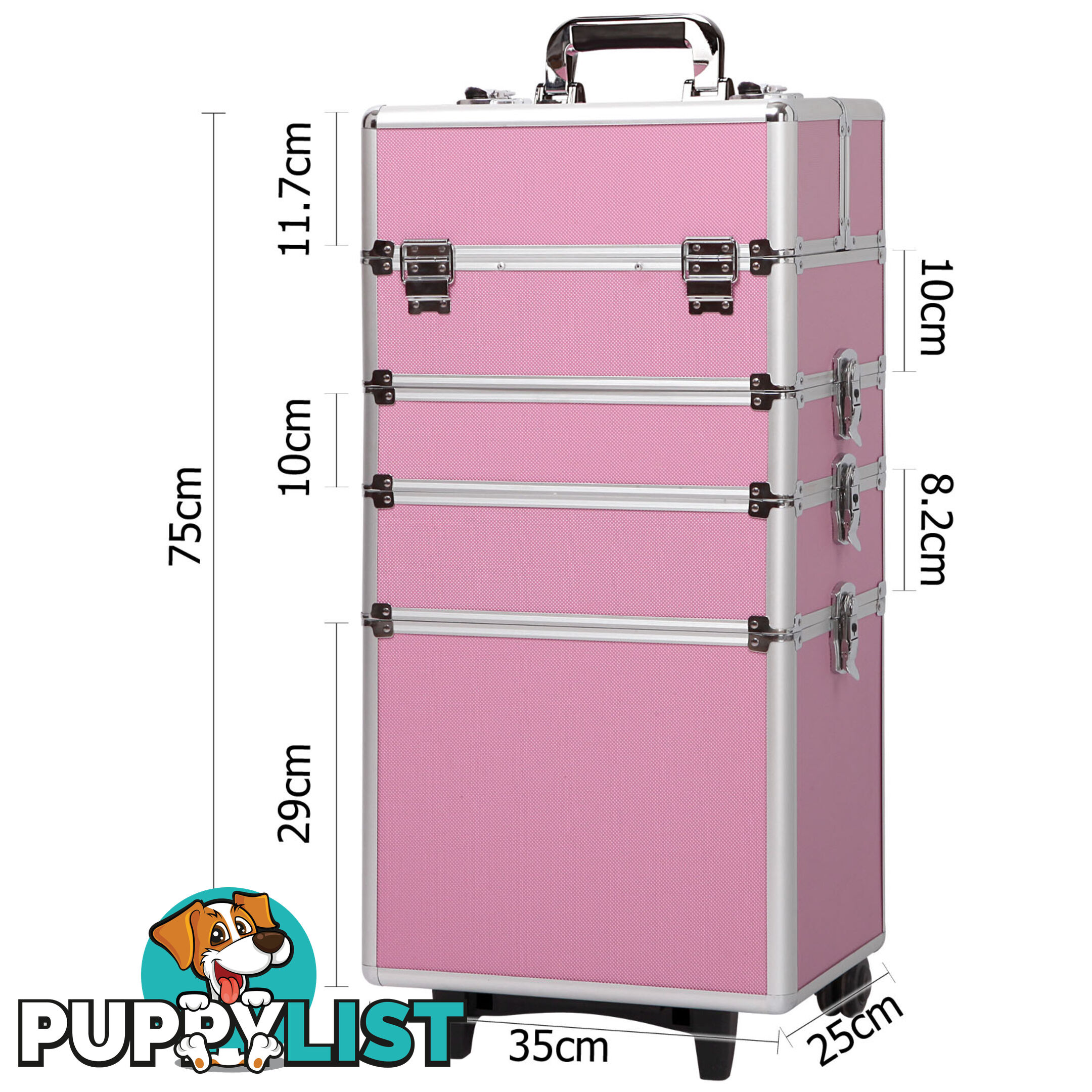 4 in 1 Portable Beauty Make up Cosmetic Trolley Case Pink