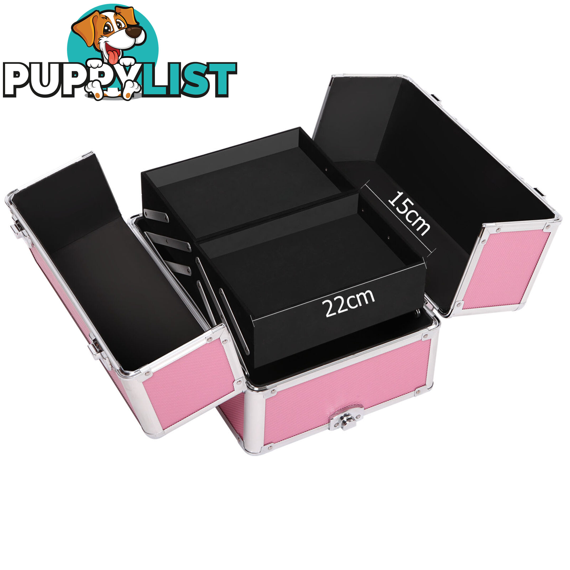 4 in 1 Portable Beauty Make up Cosmetic Trolley Case Pink