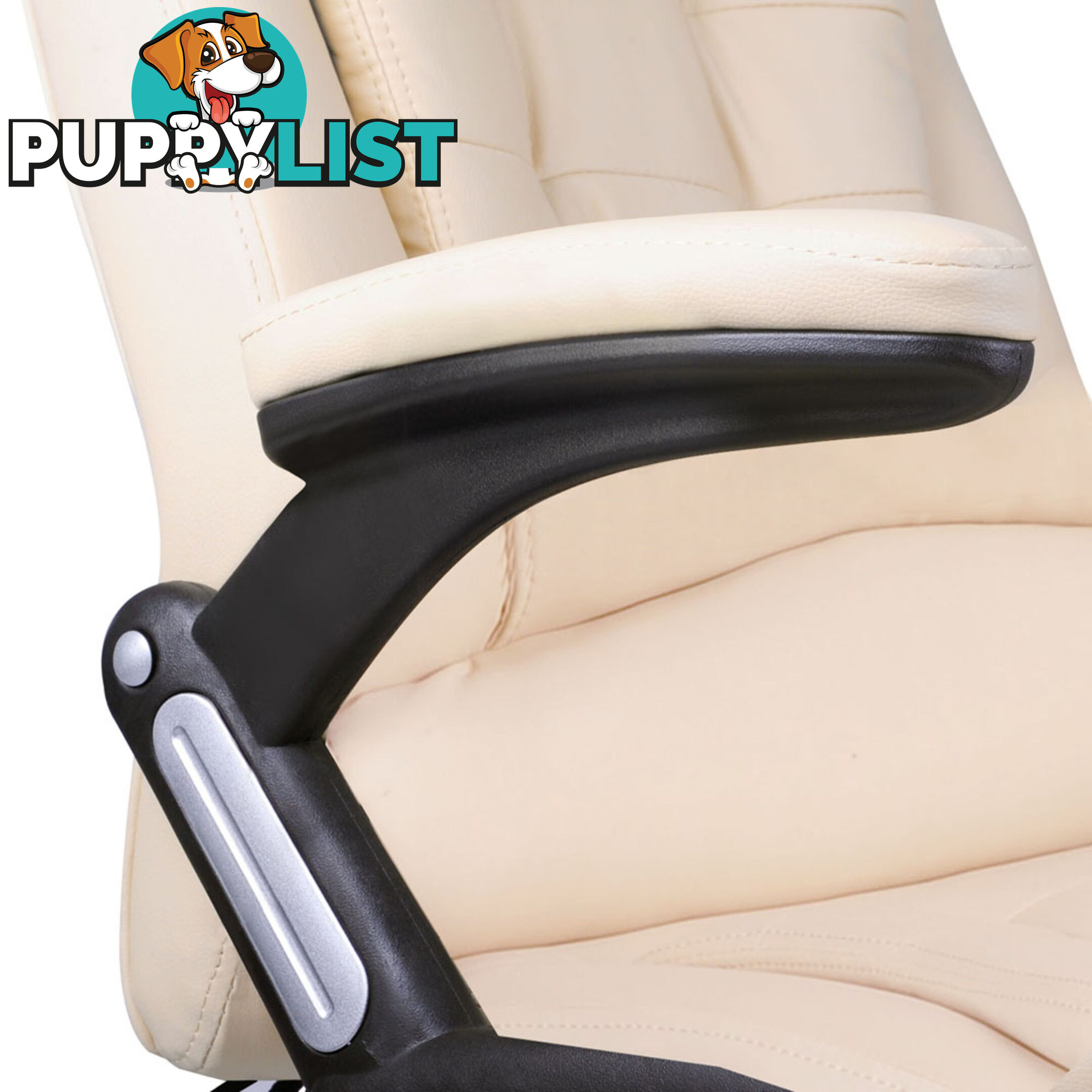 8 Point Massage Executive PU Leather Office Computer Chair Beige