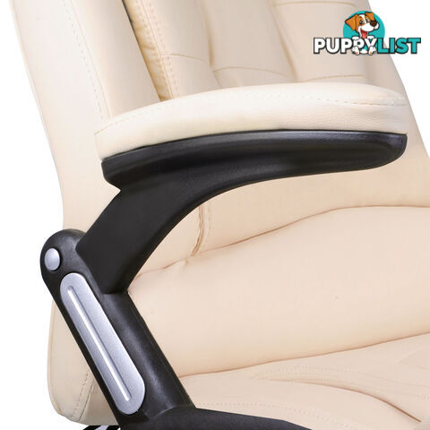 8 Point Massage Executive PU Leather Office Computer Chair Beige