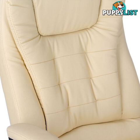 8 Point Massage Executive PU Leather Office Computer Chair Beige