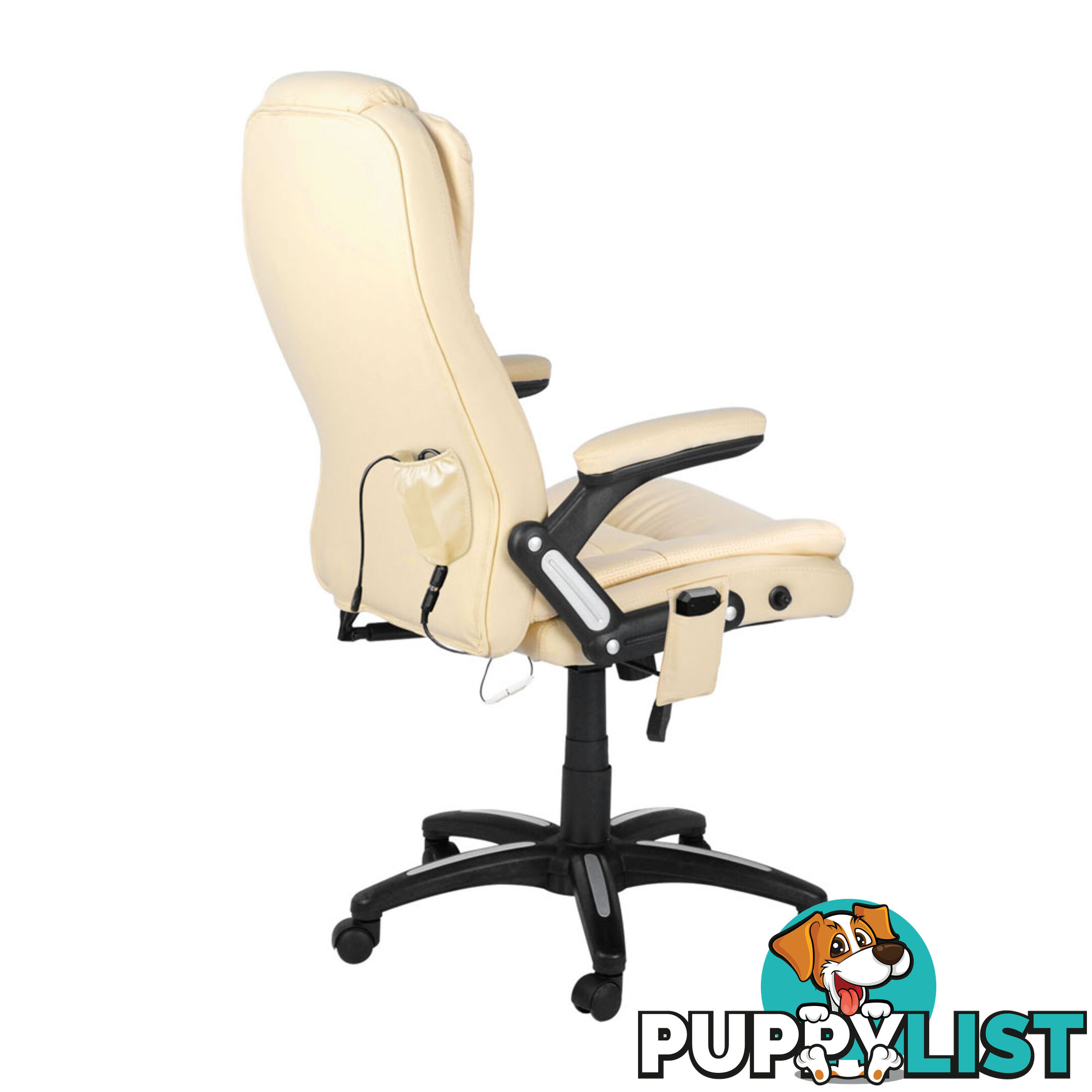 8 Point Massage Executive PU Leather Office Computer Chair Beige