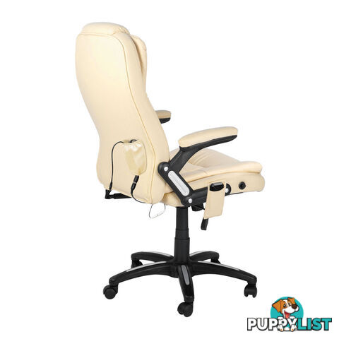 8 Point Massage Executive PU Leather Office Computer Chair Beige