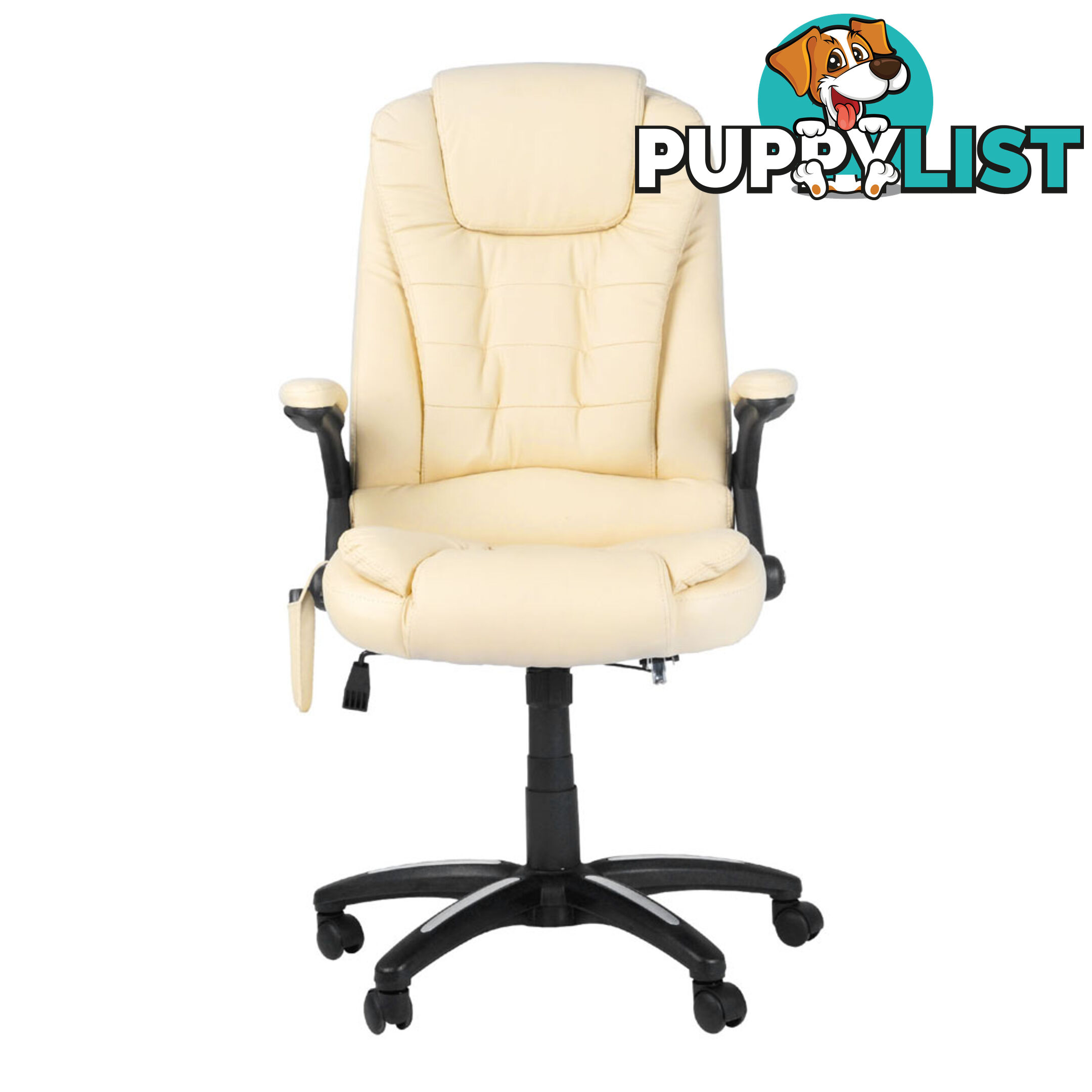 8 Point Massage Executive PU Leather Office Computer Chair Beige