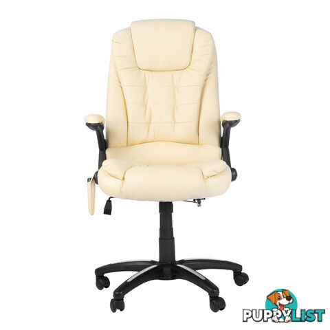 8 Point Massage Executive PU Leather Office Computer Chair Beige