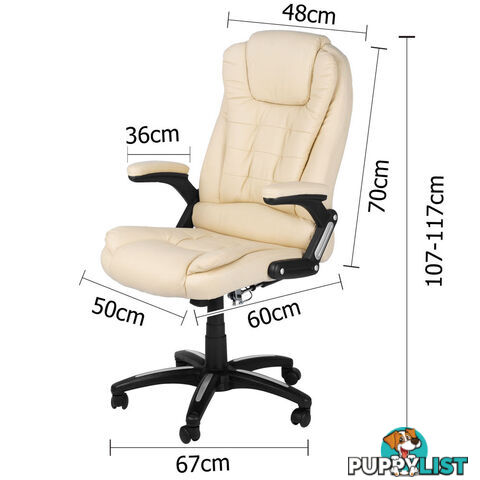 8 Point Massage Executive PU Leather Office Computer Chair Beige