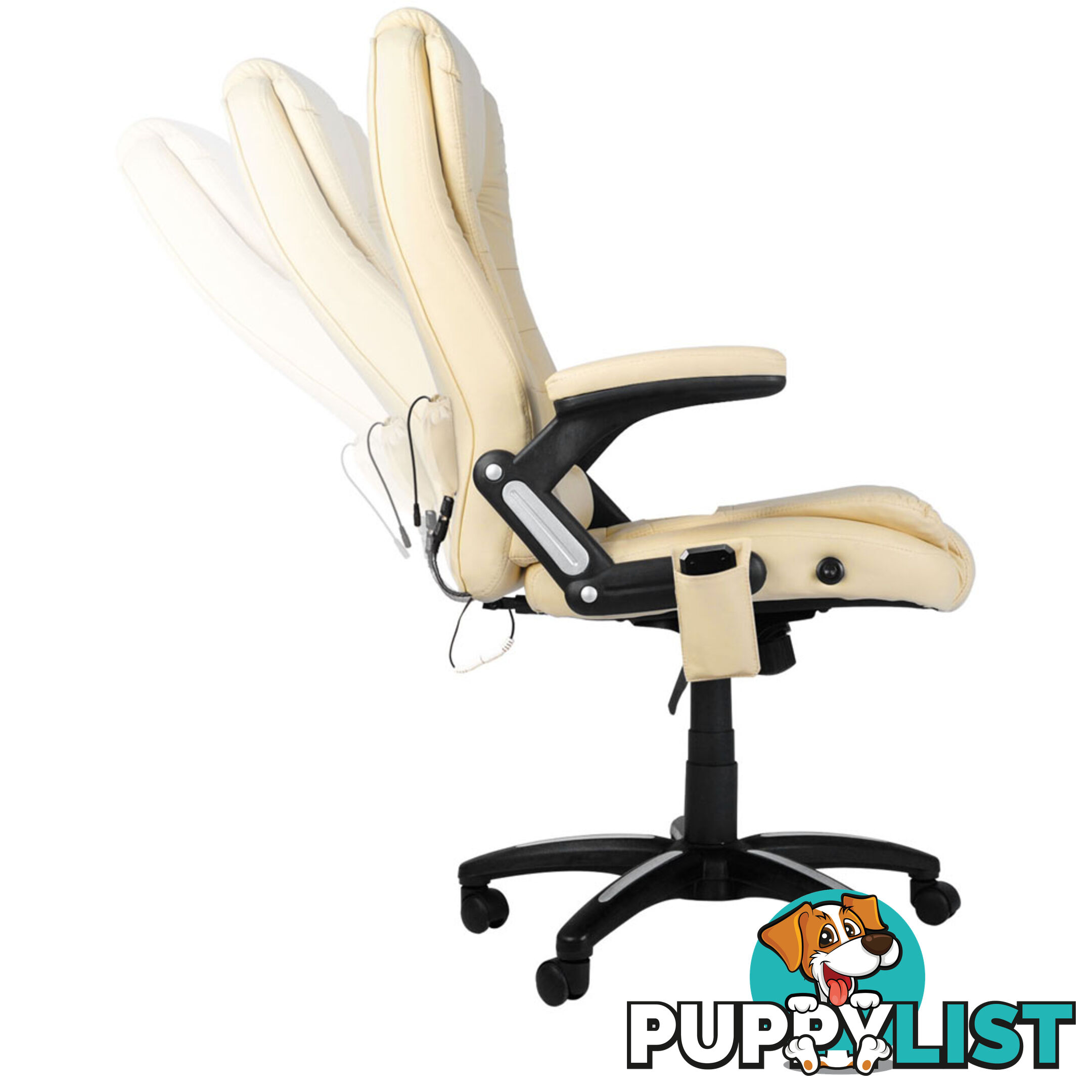 8 Point Massage Executive PU Leather Office Computer Chair Beige