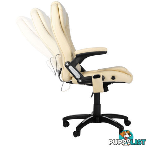 8 Point Massage Executive PU Leather Office Computer Chair Beige