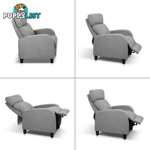 Linen Fabric Armchair Recliner - Grey