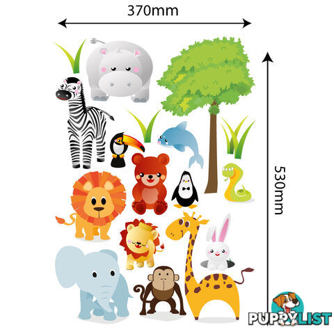 Large Size Cute Zoo Animals Kids Wall Stickers - Totally Movable