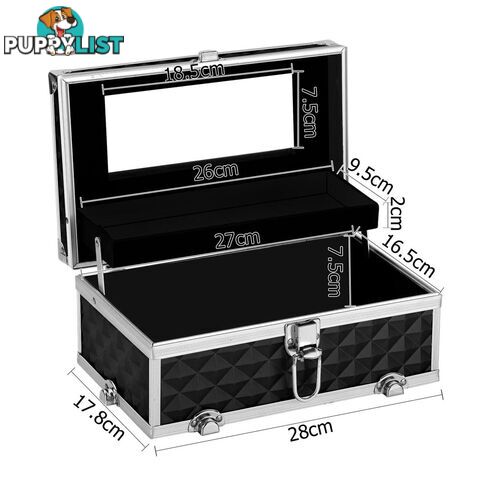 Portable Cosmetic Beauty Makeup Case Diamond Black