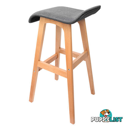 2 x Beech Wood Fabric Bar Stools - Black