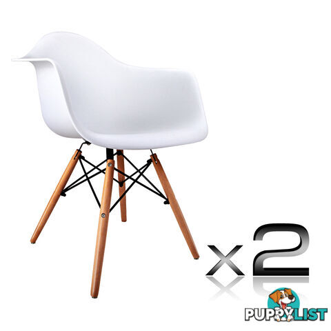 Set of 2 Replica Eames Cafe Chairs Beech White