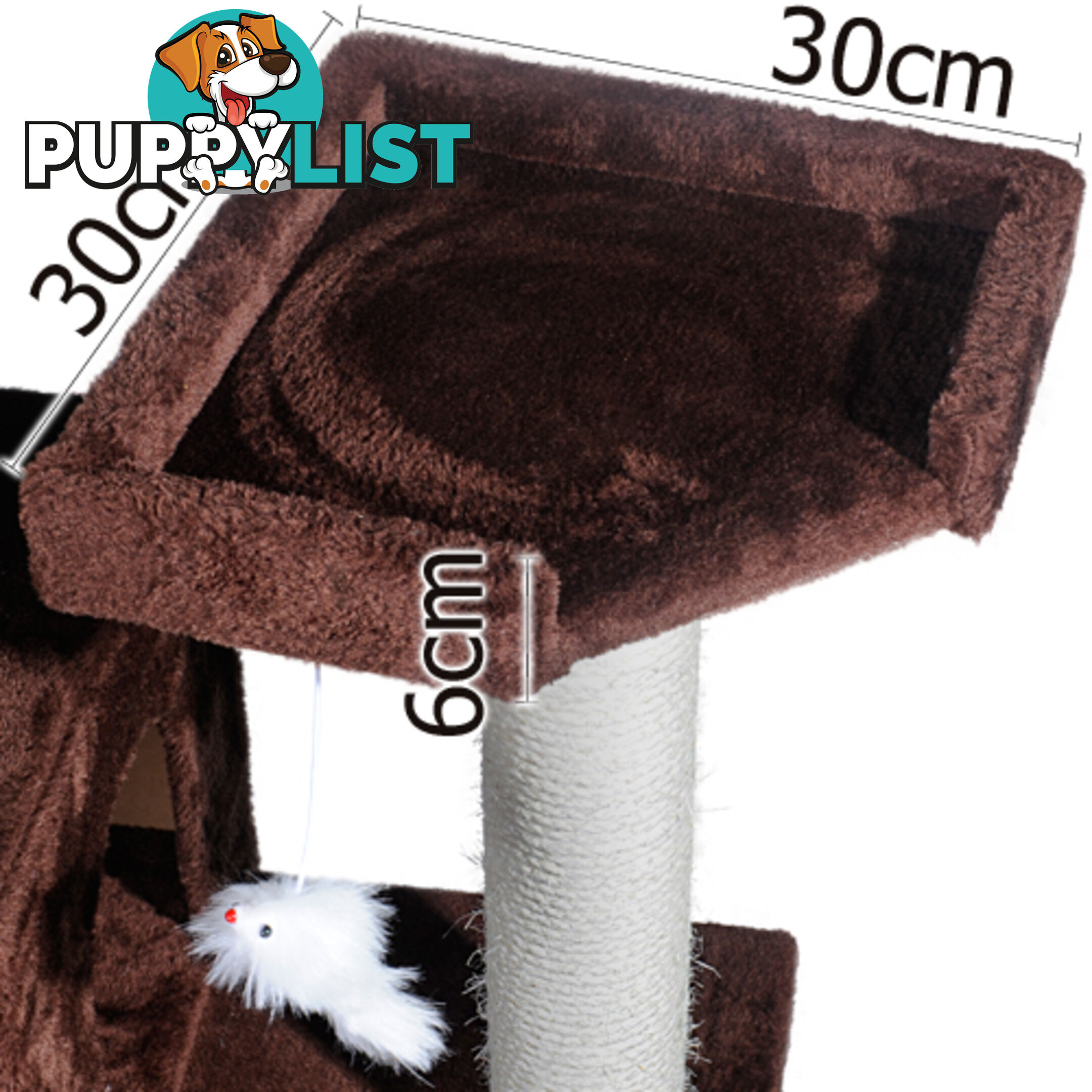 Multi Level Cat Scratching Poles Tree w/ Ladder Chocolate