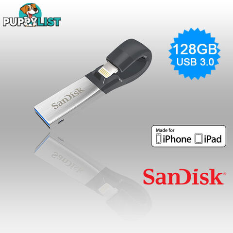 SANDISK IXPAND FLASH DRIVE SDIX30N 128GB GREY IOS USB 3.0  (SDIX30N-128G)