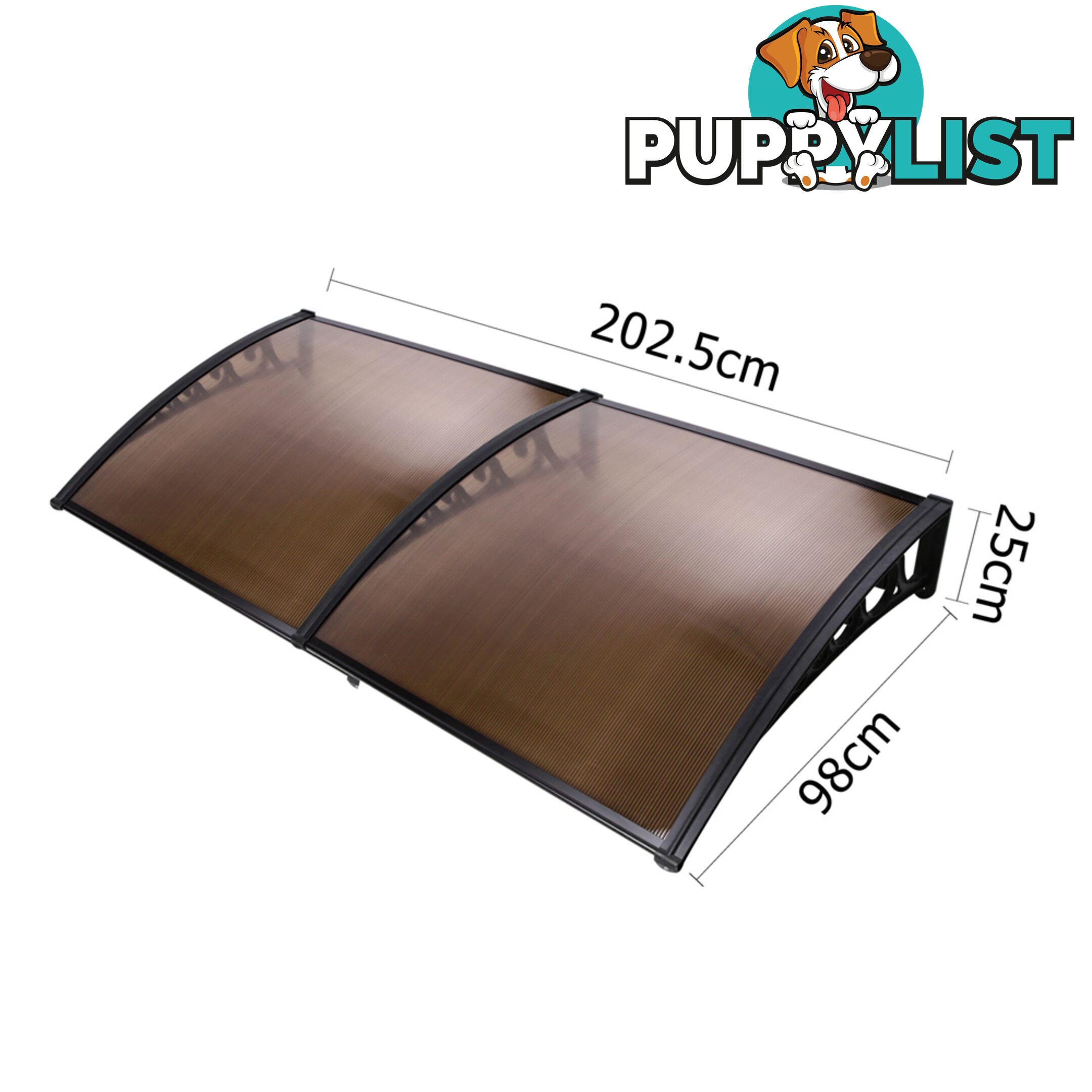 DIY Window Door Awning Cover Brown 100 x 200cm