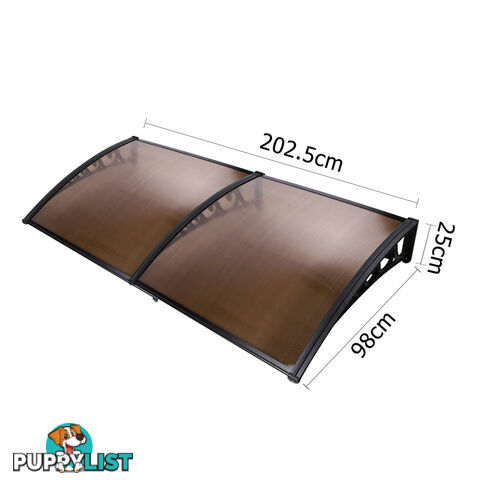 DIY Window Door Awning Cover Brown 100 x 200cm