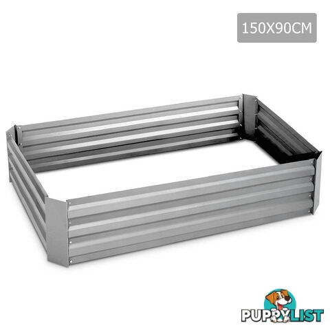 Galvanised Raised Garden Bed - 150 x 90 x 30cm - Aluminium White