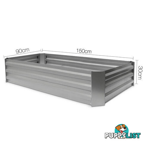 Galvanised Raised Garden Bed - 150 x 90 x 30cm - Aluminium White