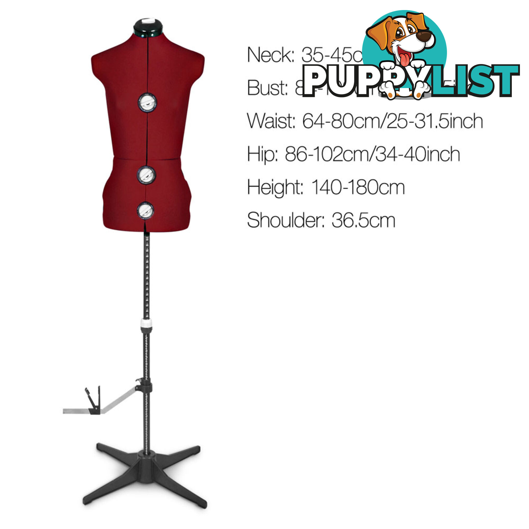 Adjustable Dressmaking Mannequin SZ8-14 - Wine