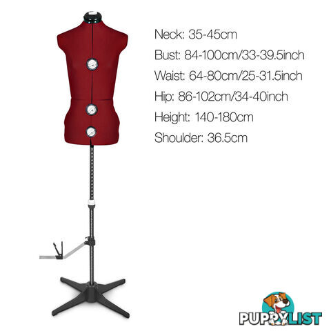 Adjustable Dressmaking Mannequin SZ8-14 - Wine