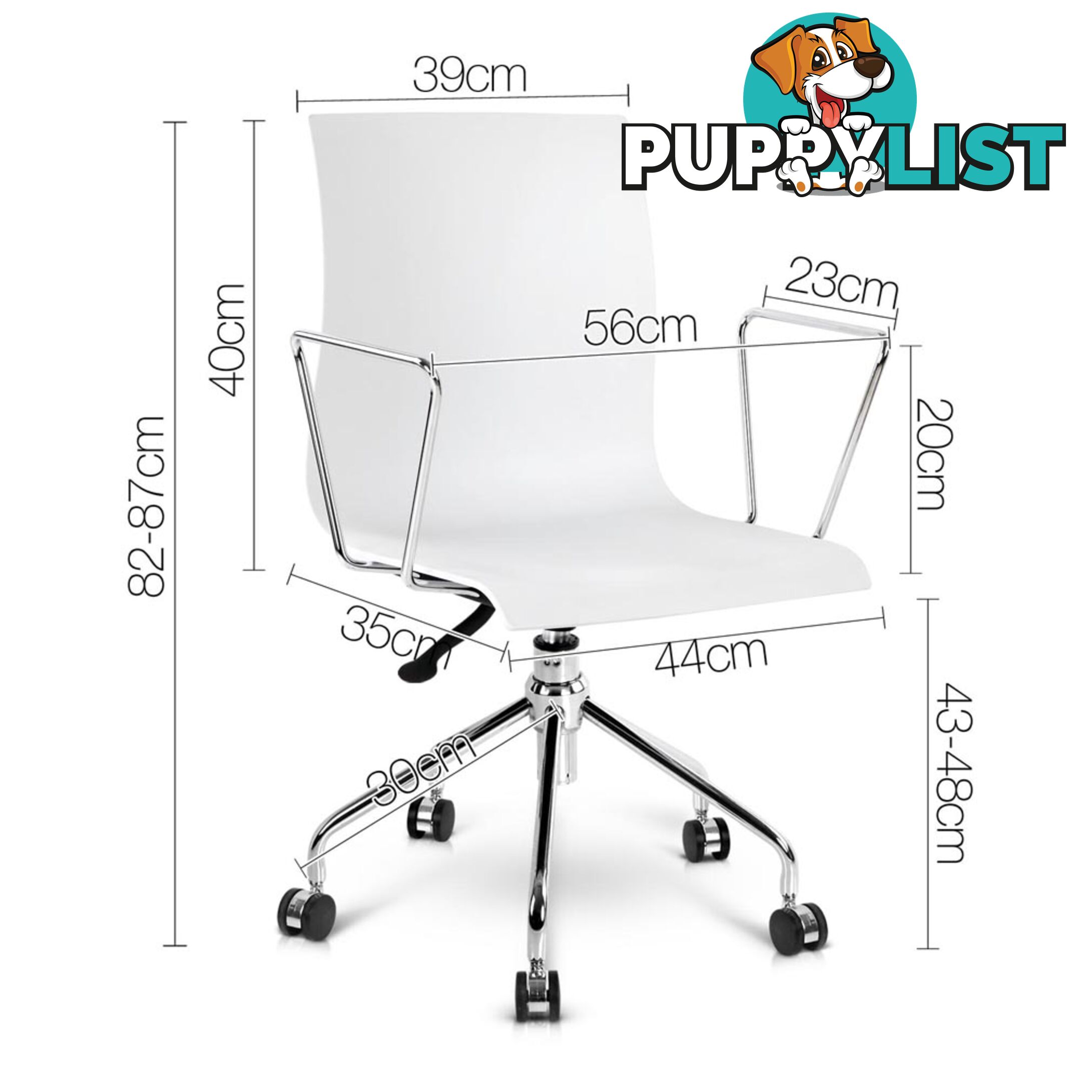 Modern Office Chair with Armrests White