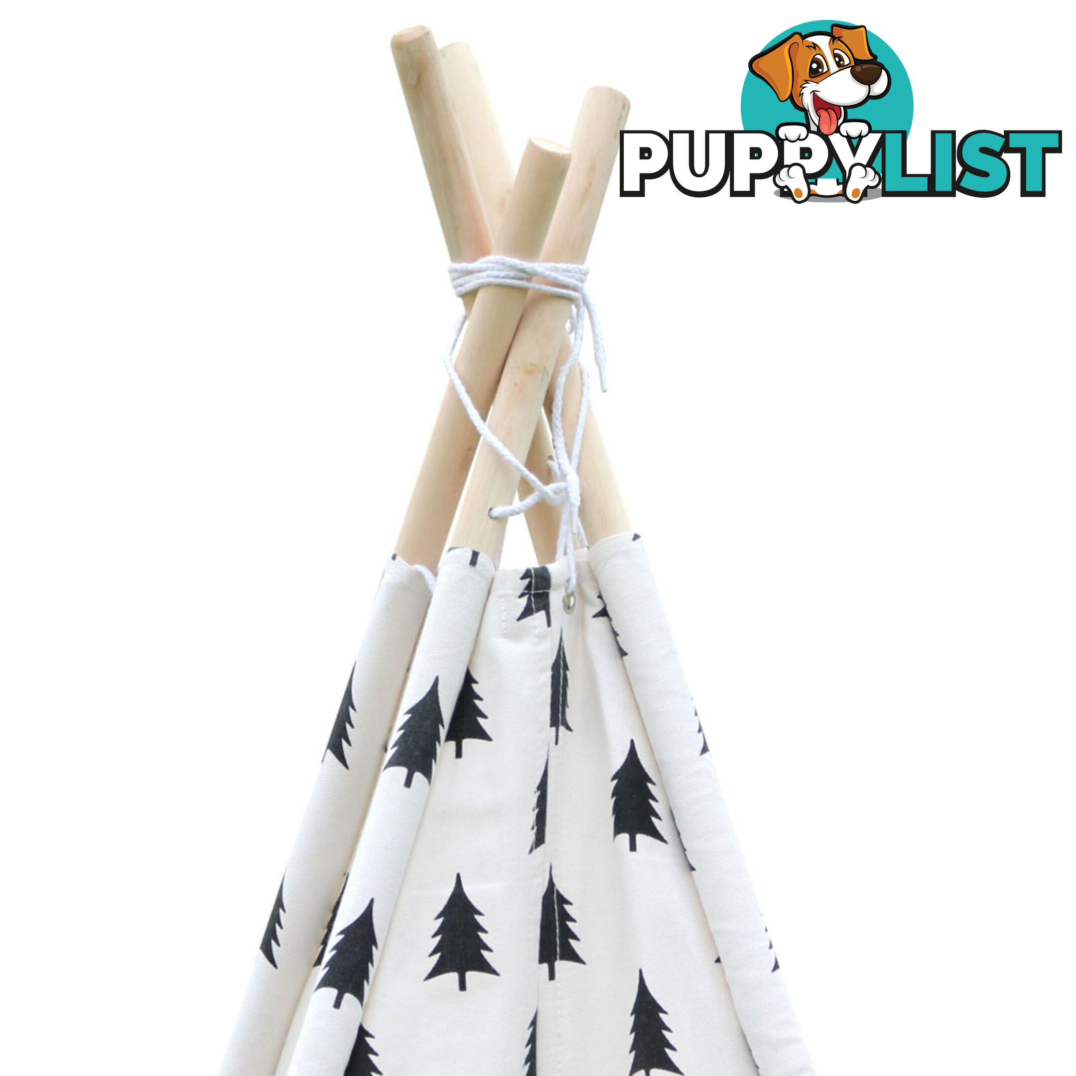 4 Poles Teepee Tent w/ Storage Bag Black White