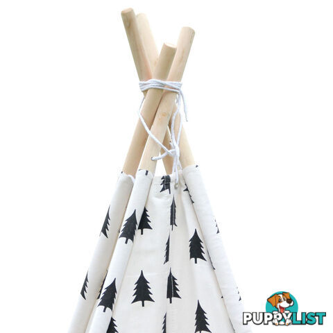 4 Poles Teepee Tent w/ Storage Bag Black White