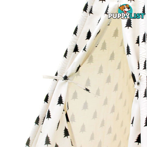 4 Poles Teepee Tent w/ Storage Bag Black White