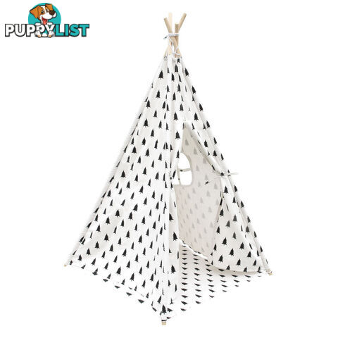 4 Poles Teepee Tent w/ Storage Bag Black White