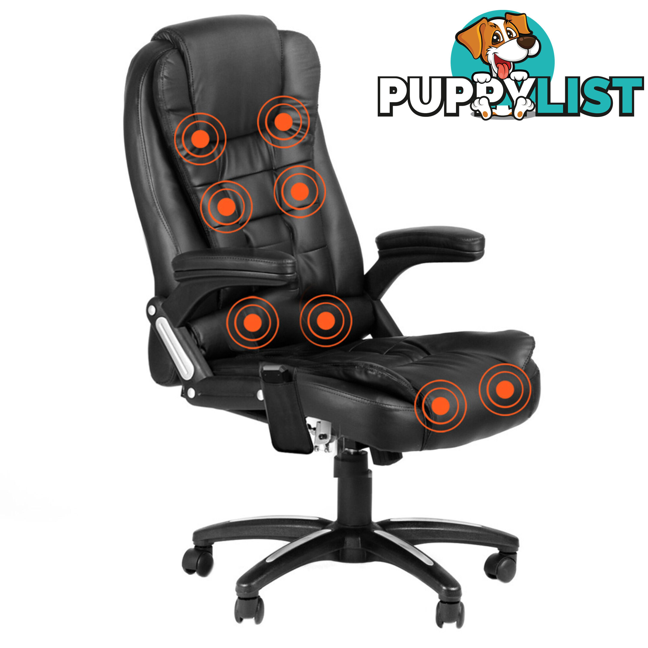 8 Point Massage Executive PU Leather Office Computer Chair Black