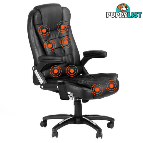 8 Point Massage Executive PU Leather Office Computer Chair Black