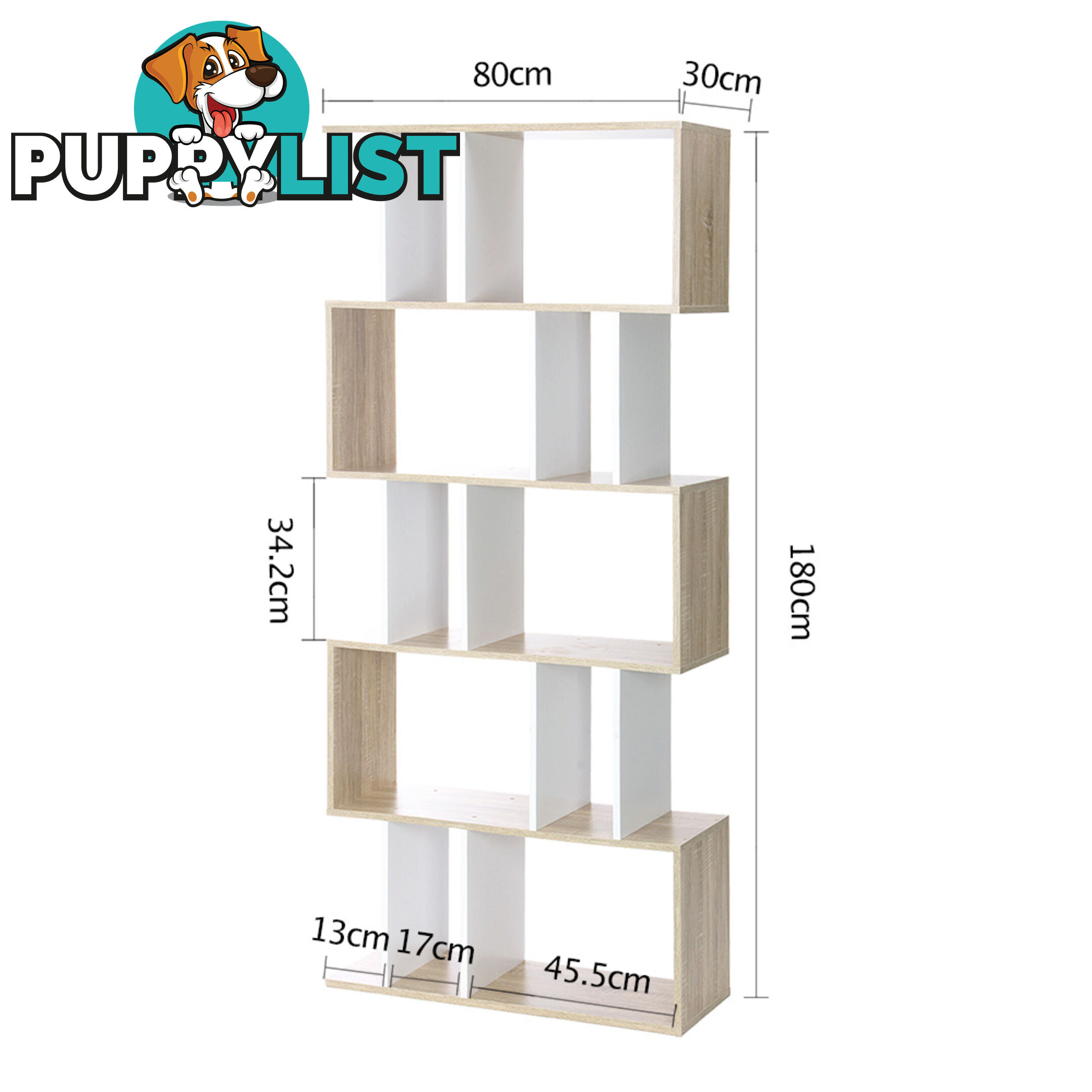 5 Tier Display/Book/Storage Shelf Unit White Brown