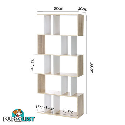 5 Tier Display/Book/Storage Shelf Unit White Brown