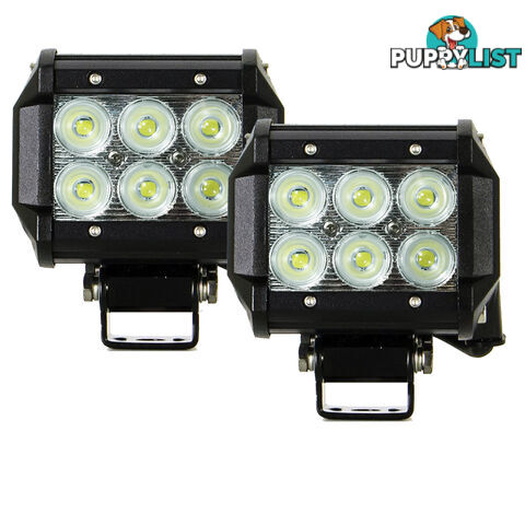 2x 4inch 30W Cree LED Light Bar Flood Work Driving Offroad Lamp Save On 42W