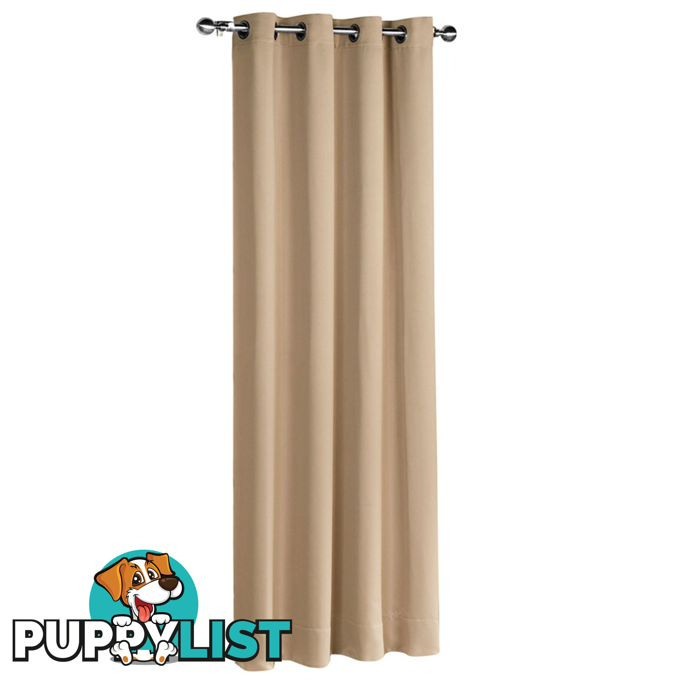 ArtQueen 3 Pass Eyelet Blockout Curtain Latte 240cm