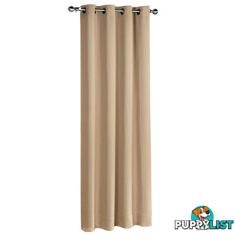 ArtQueen 3 Pass Eyelet Blockout Curtain Latte 240cm