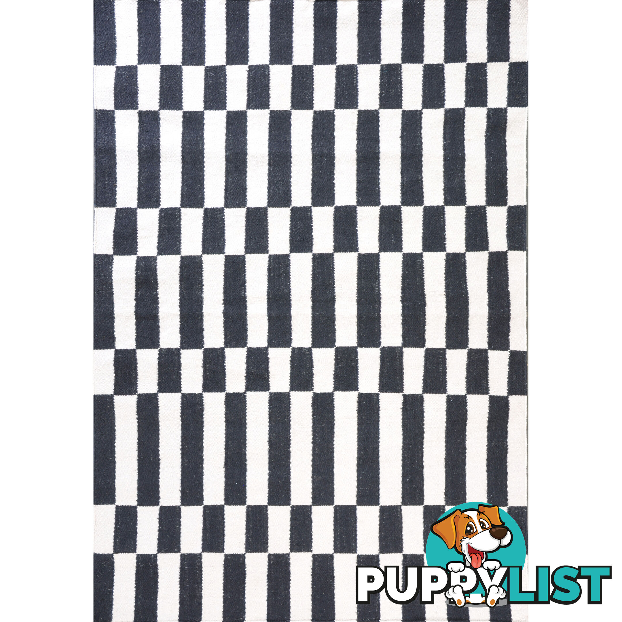 Brick Durry Rug Black & White 160x230cm