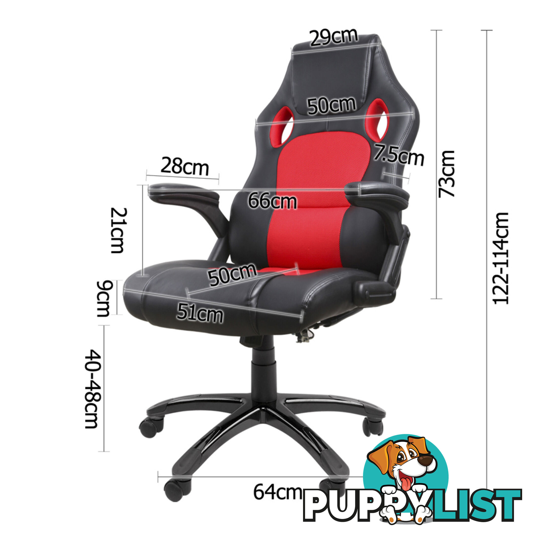 8 Point Massage Racing PU Leather Office Computer Chair Black/Red